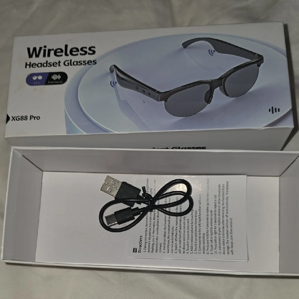 Wireless Headset Glasses - Black